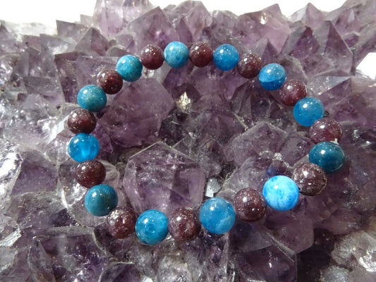 Bracelet Apatite Bleue et Lépidolite - Bracelets - Colibri Minéraux et Bien-être