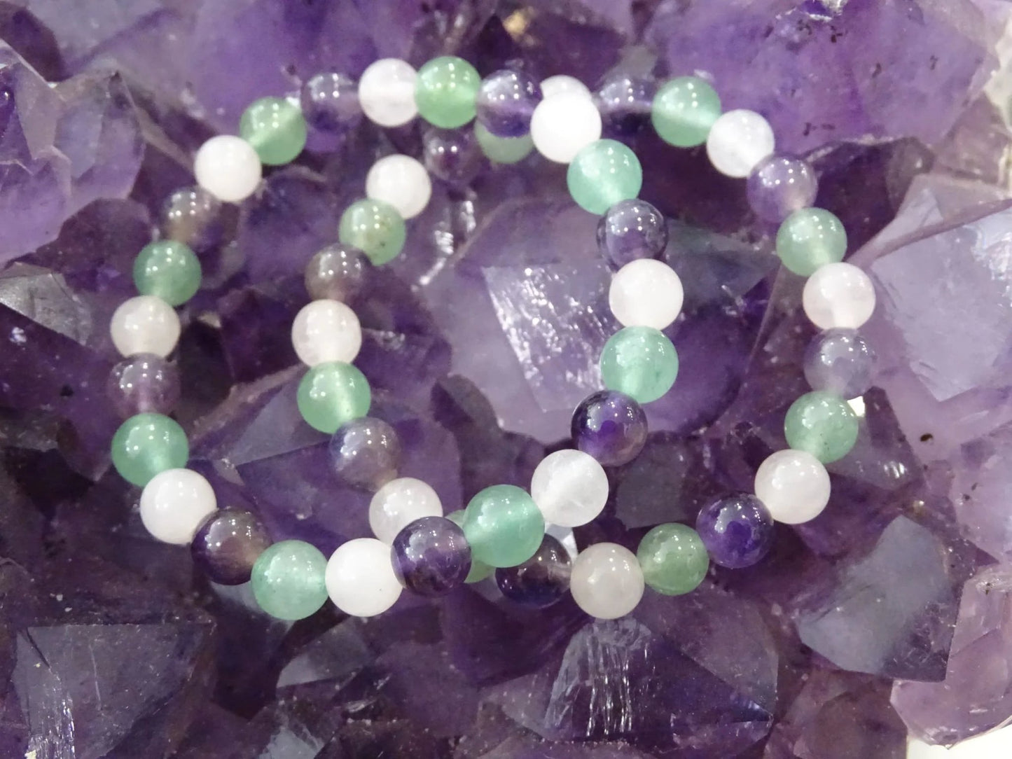Bracelet Quartz Rose, Aventurine Verte et Améthyste - Bracelets - Colibri Minéraux et Bien-être