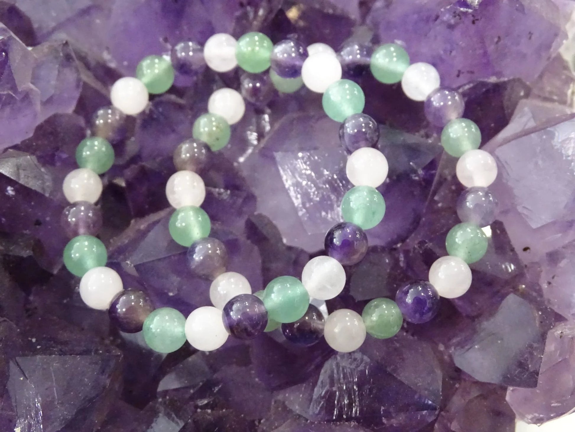 Bracelet Quartz Rose, Aventurine Verte et Améthyste - Bracelets - Colibri Minéraux et Bien-être
