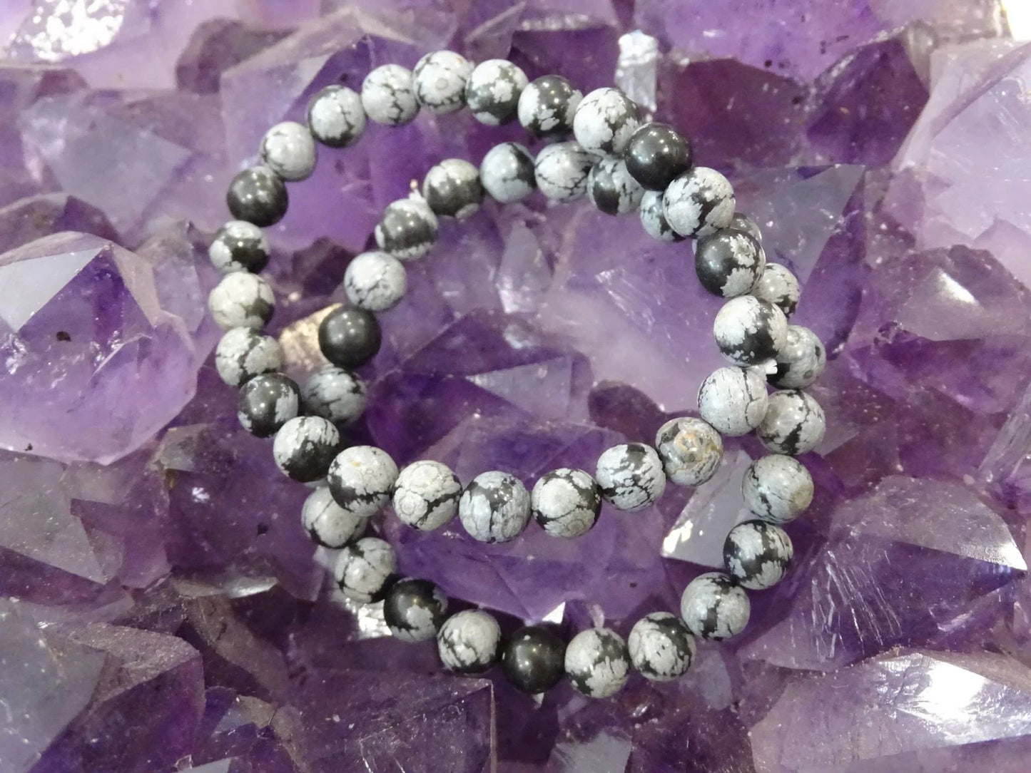 Bracelet Obsidienne Flocon de Neige - Bracelets - Colibri Minéraux et Bien-être
