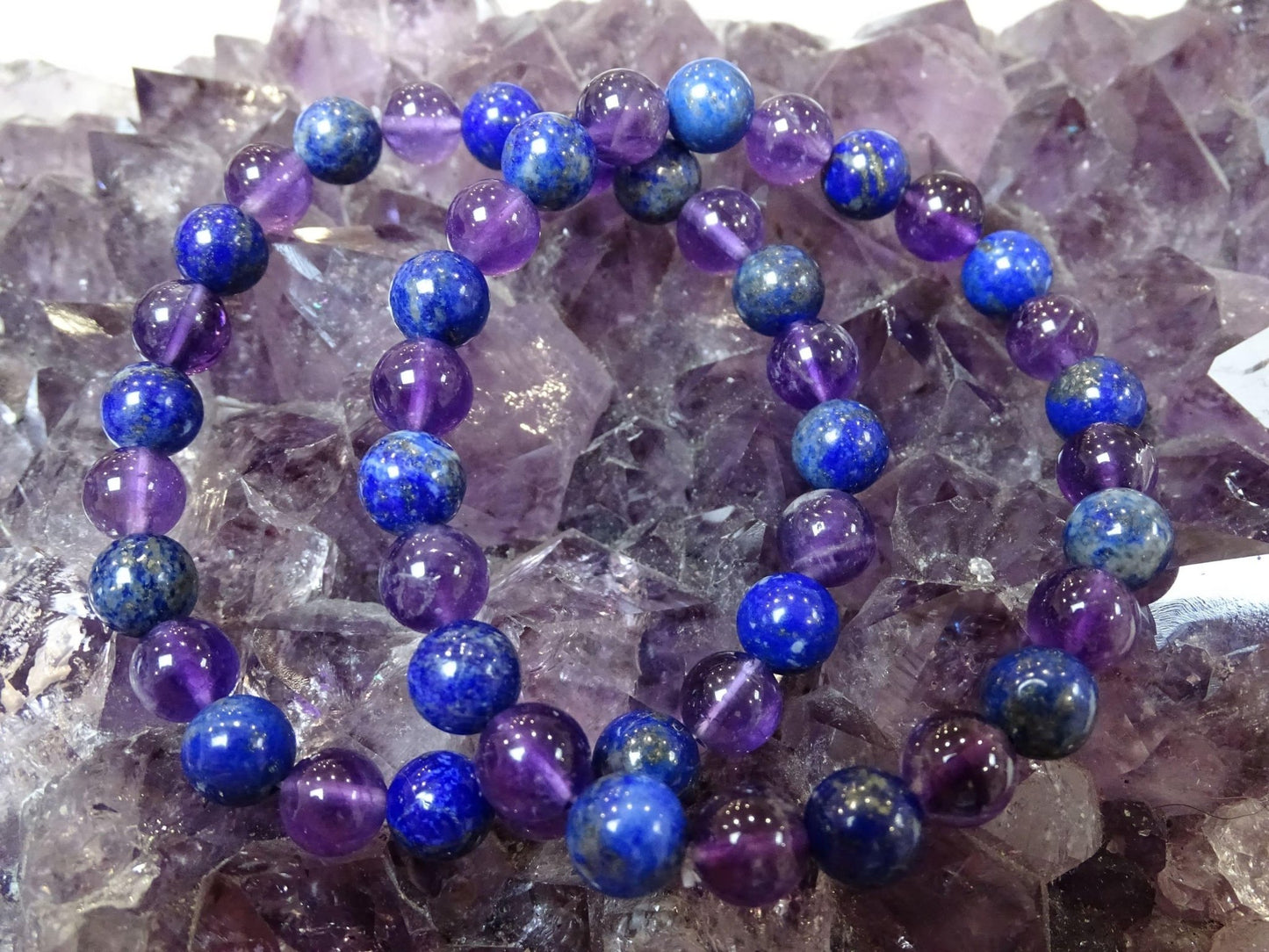 Bracelet Améthyste et Lapis Lazuli - Bracelets - Colibri Minéraux et Bien-être