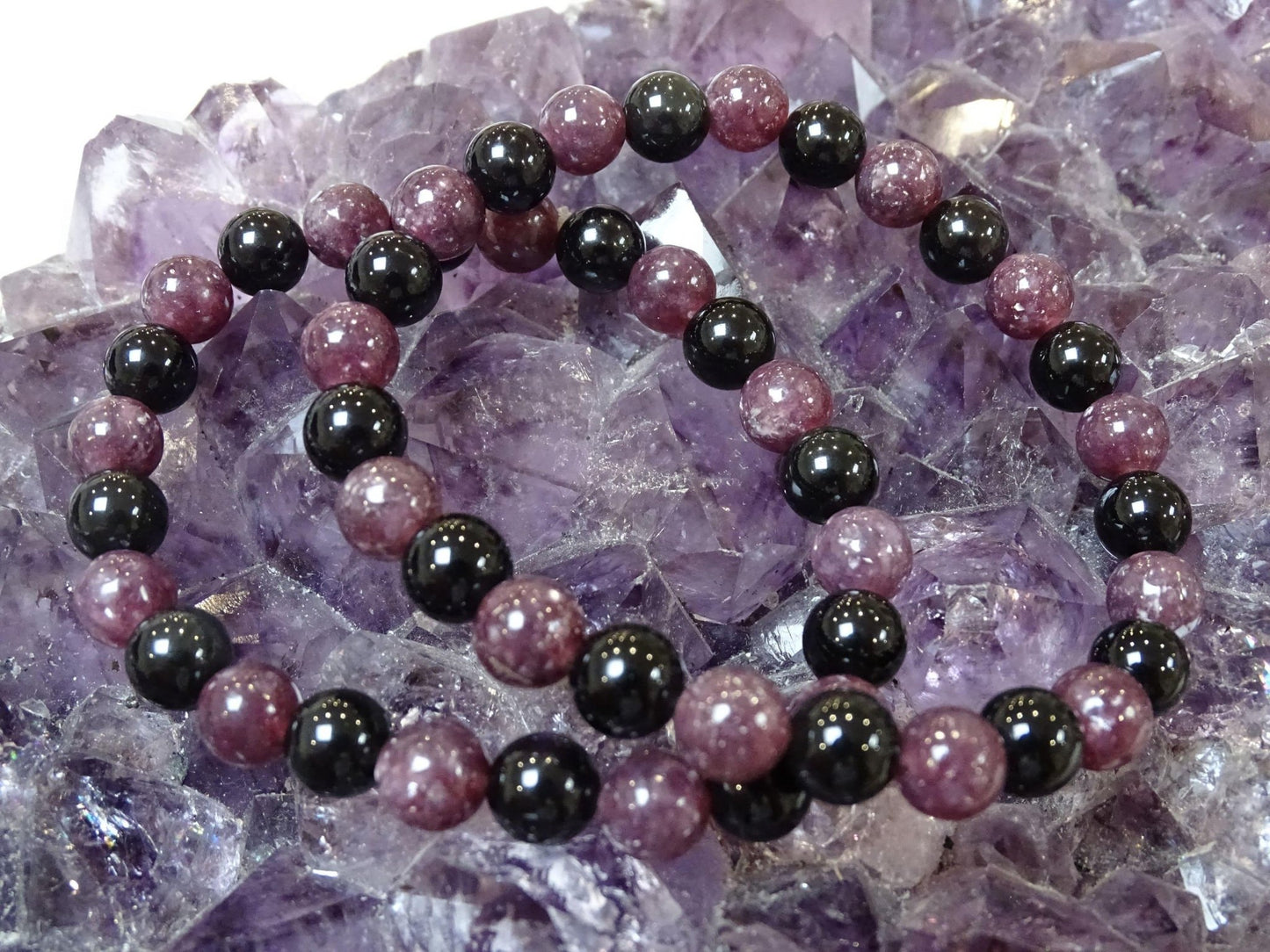 Bracelet Obsidienne Oeil Céleste et Lépidolite - Bracelets - Colibri Minéraux et Bien-être