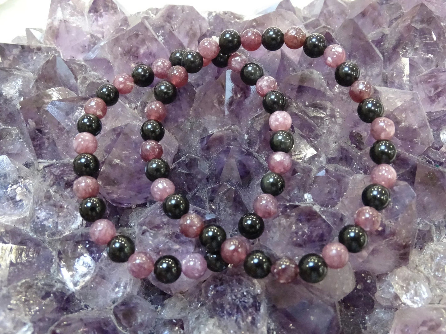 Bracelet Obsidienne Oeil Céleste et Lépidolite - Bracelets - Colibri Minéraux et Bien-être