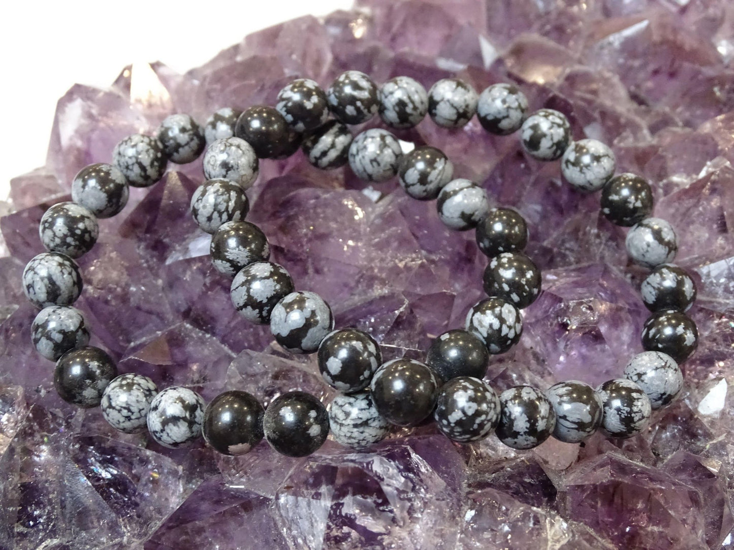 Bracelet Obsidienne Flocon de Neige - Bracelets - Colibri Minéraux et Bien-être