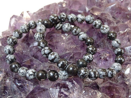 Bracelet Obsidienne Flocon de Neige - Bracelets - Colibri Minéraux et Bien-être