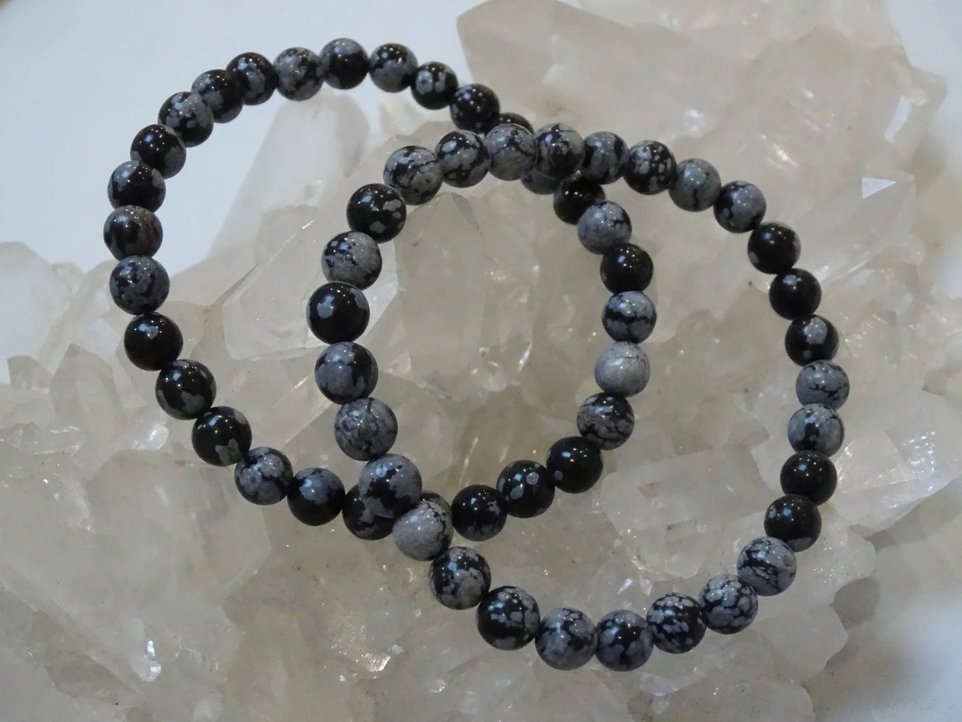 Bracelet Obsidienne Flocon de Neige - Bracelets - Colibri Minéraux et Bien-être