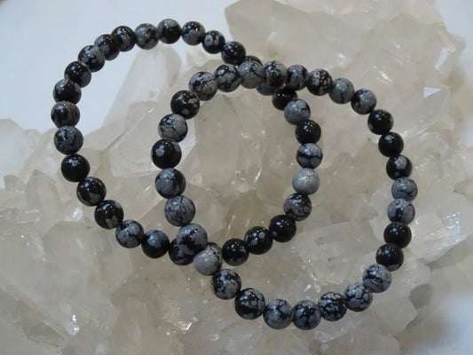 Bracelet Obsidienne Flocon de Neige - Bracelets - Colibri Minéraux et Bien-être