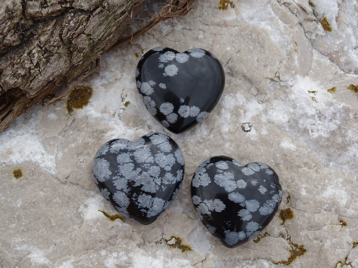 Obsidienne Flocon de Neige Coeur - Pierres - Colibri Minéraux et Bien-être