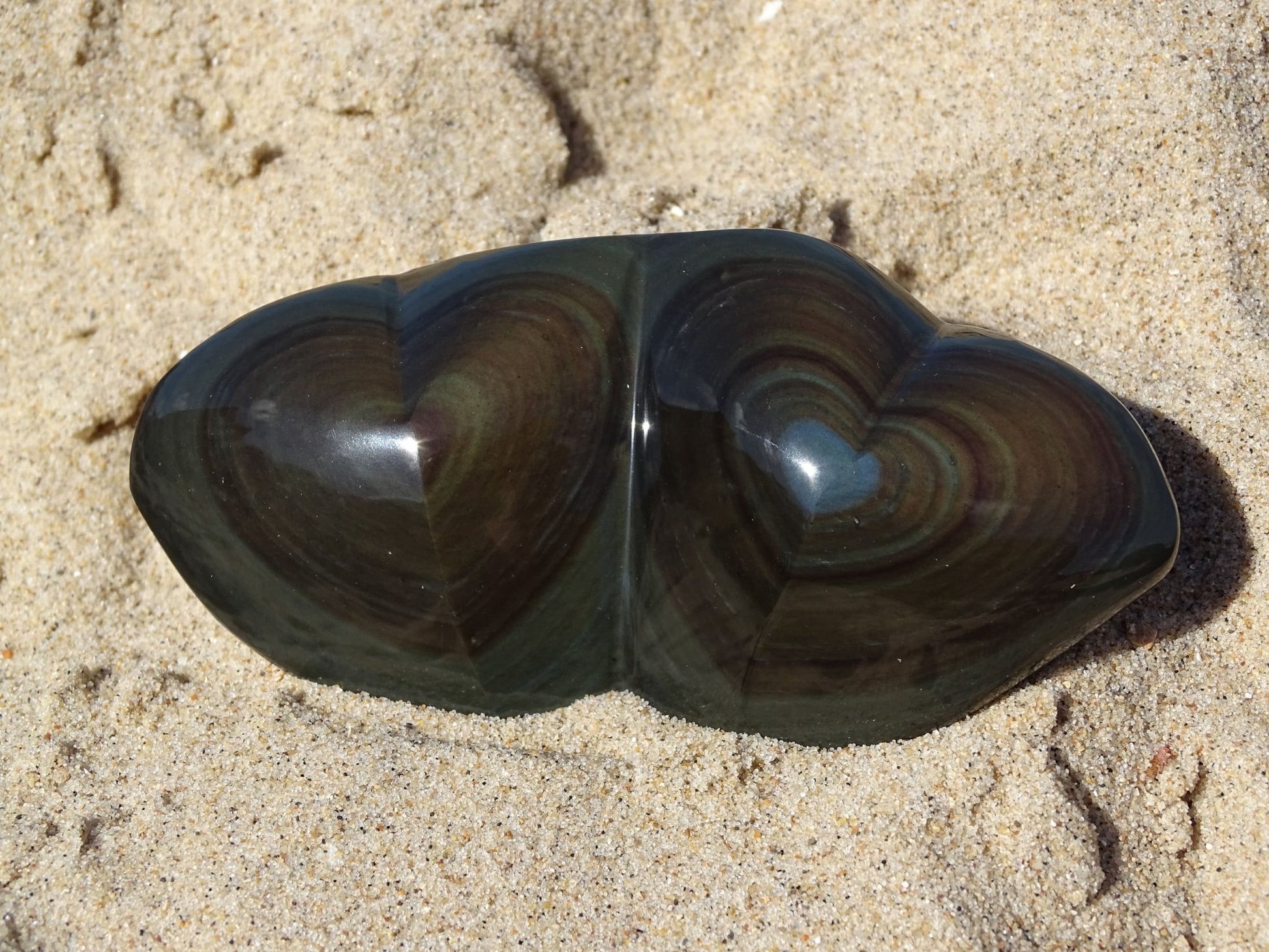 Obsidienne Arc en Ciel Oeil Céleste Double Coeur - Pierres - Colibri Minéraux et Bien-être