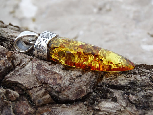 Pendentif Ambre Argent 925 - Pendentifs - Colibri Minéraux et Bien-être