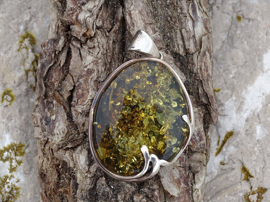 Pendentif Ambre Argent 925 - Pendentifs - Colibri Minéraux et Bien-être