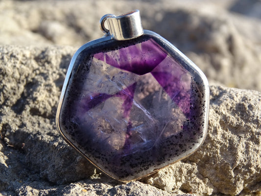Pendentif Améthyste Trapiche Argent 925 - Pendentifs - Colibri Minéraux et Bien-être