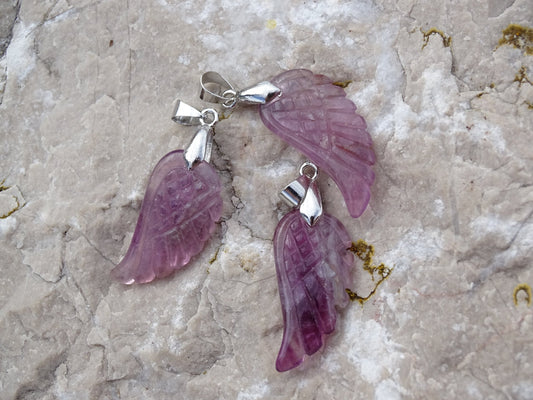Pendentif Fluorite Violette Aile - Pendentifs - Colibri Minéraux et Bien-être