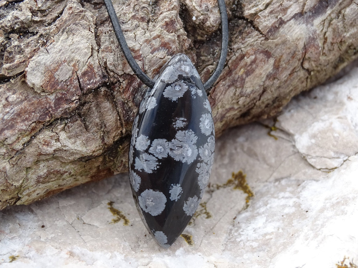 Pendentif Obsidienne Flocon de Neige - Pendentifs - Colibri Minéraux et Bien-être
