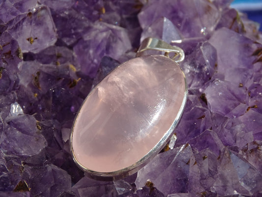 Pendentif Quartz Rose Argent 925 - Pendentifs - Colibri Minéraux et Bien-être