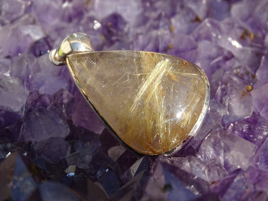Pendentif Quartz Rutile Argent 925 - Pendentifs - Colibri Minéraux et Bien-être
