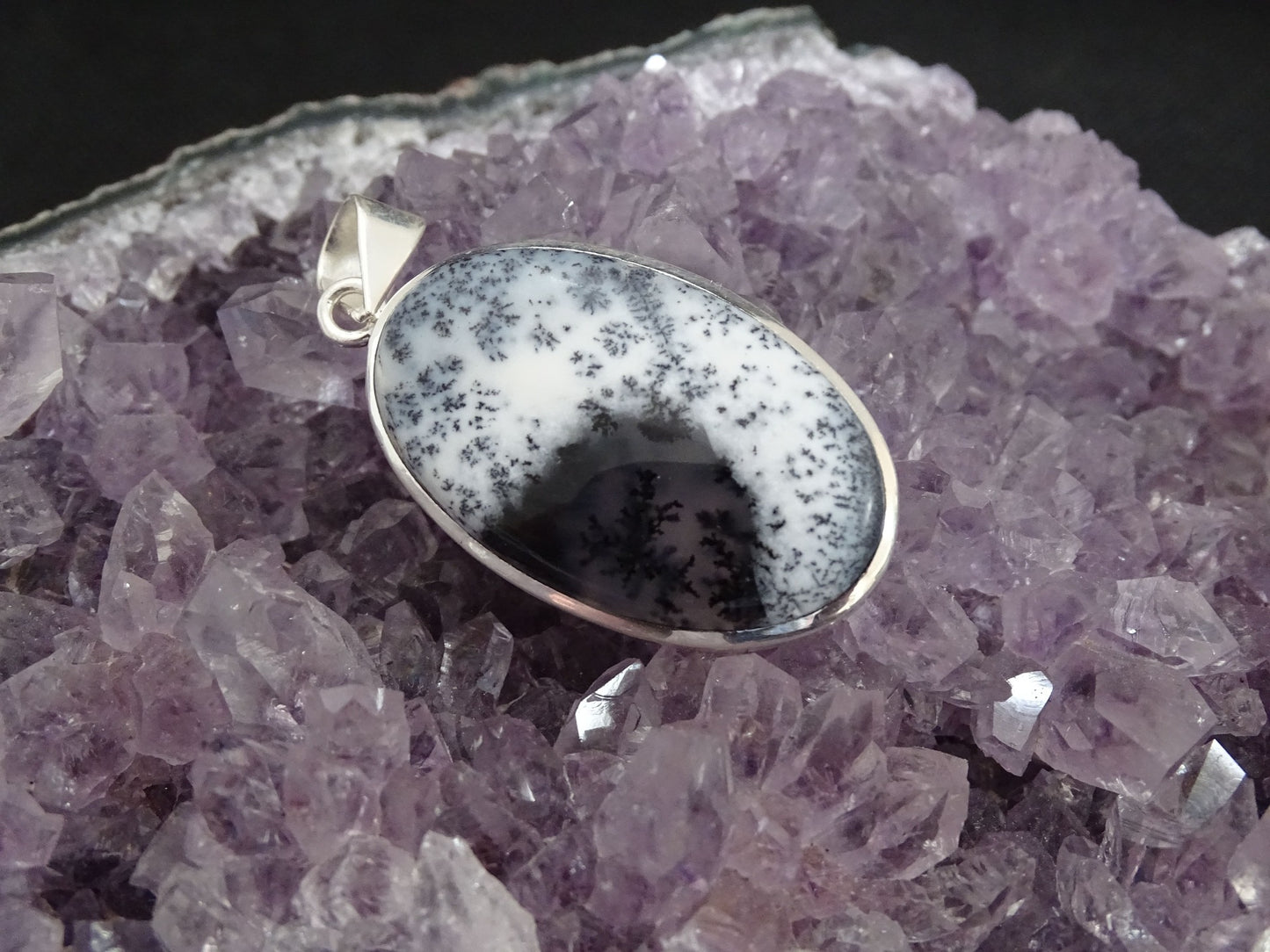 Pendentif Agate Dendritique Argent 925 - Pendentifs - Colibri Minéraux et Bien-être