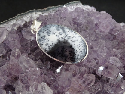 Pendentif Agate Dendritique Argent 925 - Pendentifs - Colibri Minéraux et Bien-être