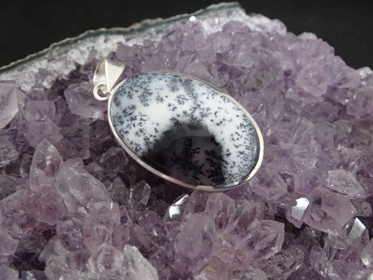 Pendentif Agate Dendritique Argent 925 - Pendentifs - Colibri Minéraux et Bien-être