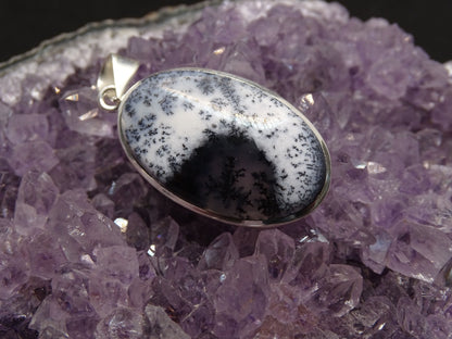 Pendentif Agate Dendritique Argent 925 - Pendentifs - Colibri Minéraux et Bien-être
