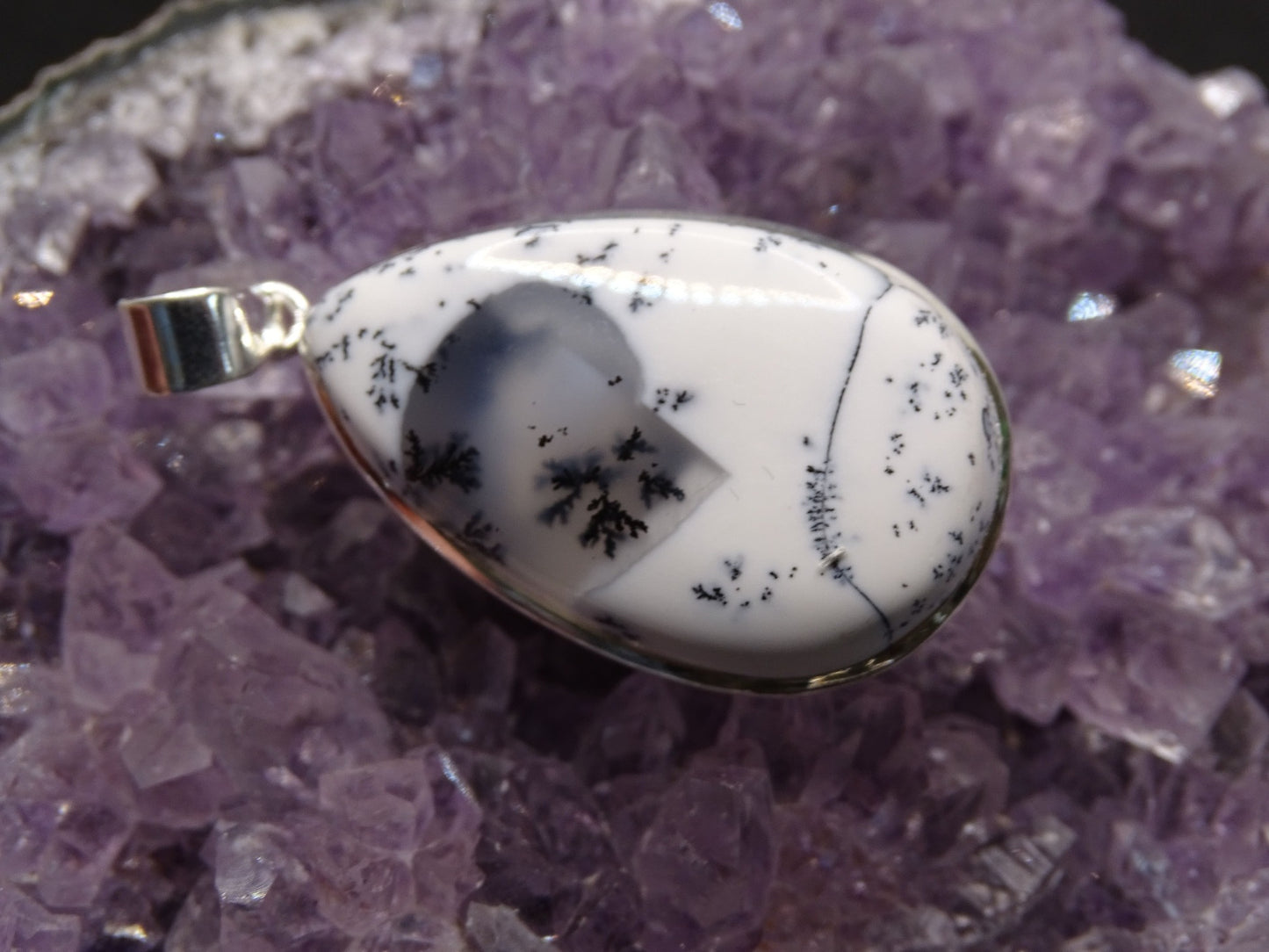 Pendentif Agate Dendritique Argent 925 - Pendentifs - Colibri Minéraux et Bien-être