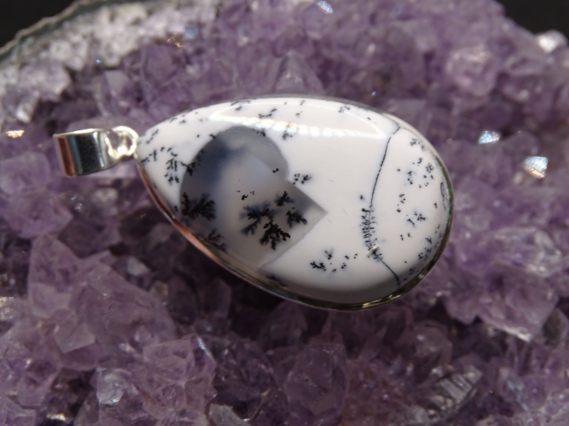 Pendentif Agate Dendritique Argent 925 - Pendentifs - Colibri Minéraux et Bien-être