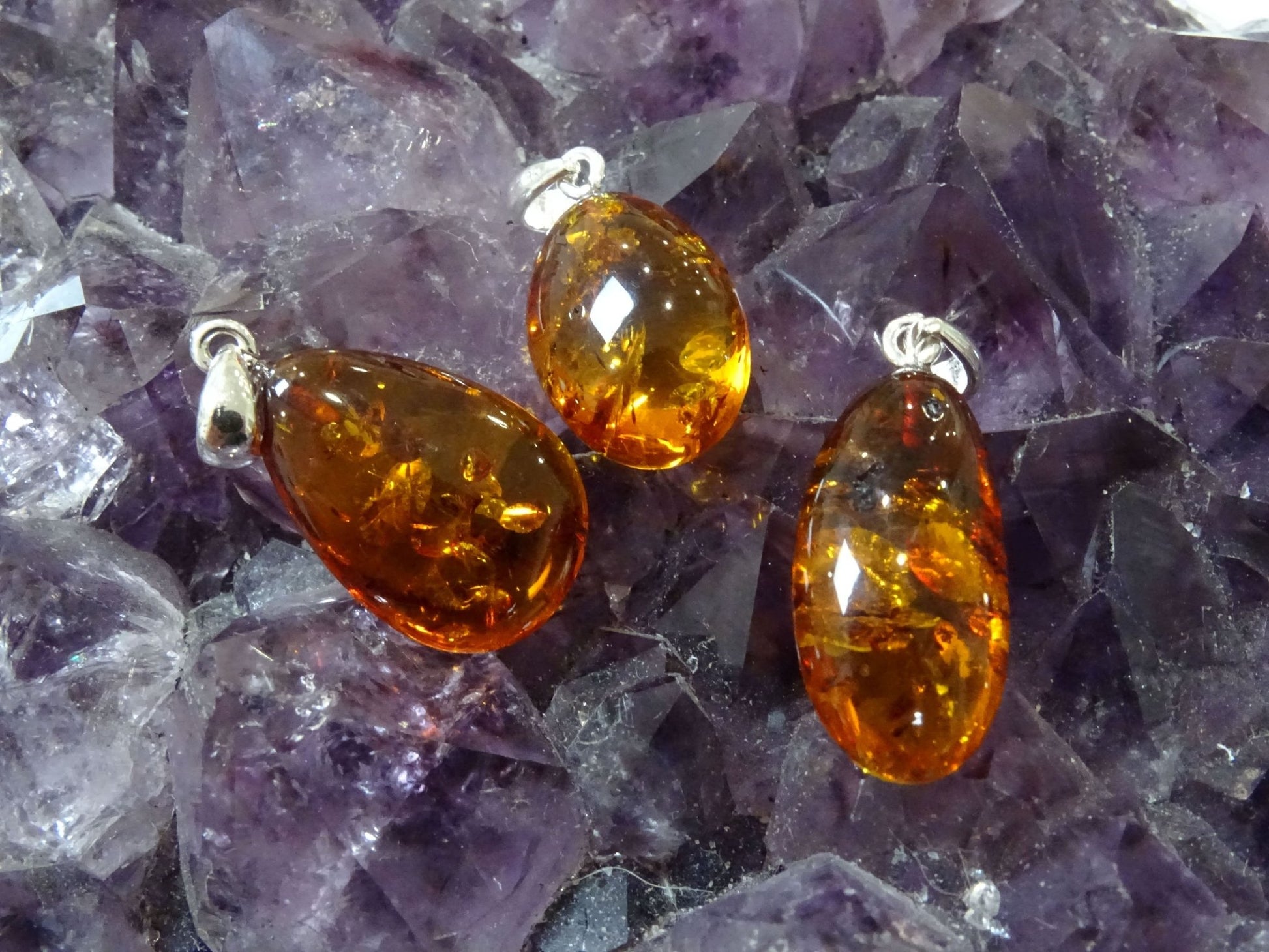 Pendentif Ambre Argent 925 - Pendentifs - Colibri Minéraux et Bien-être