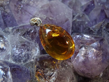 Pendentif Ambre Argent 925 - Pendentifs - Colibri Minéraux et Bien-être