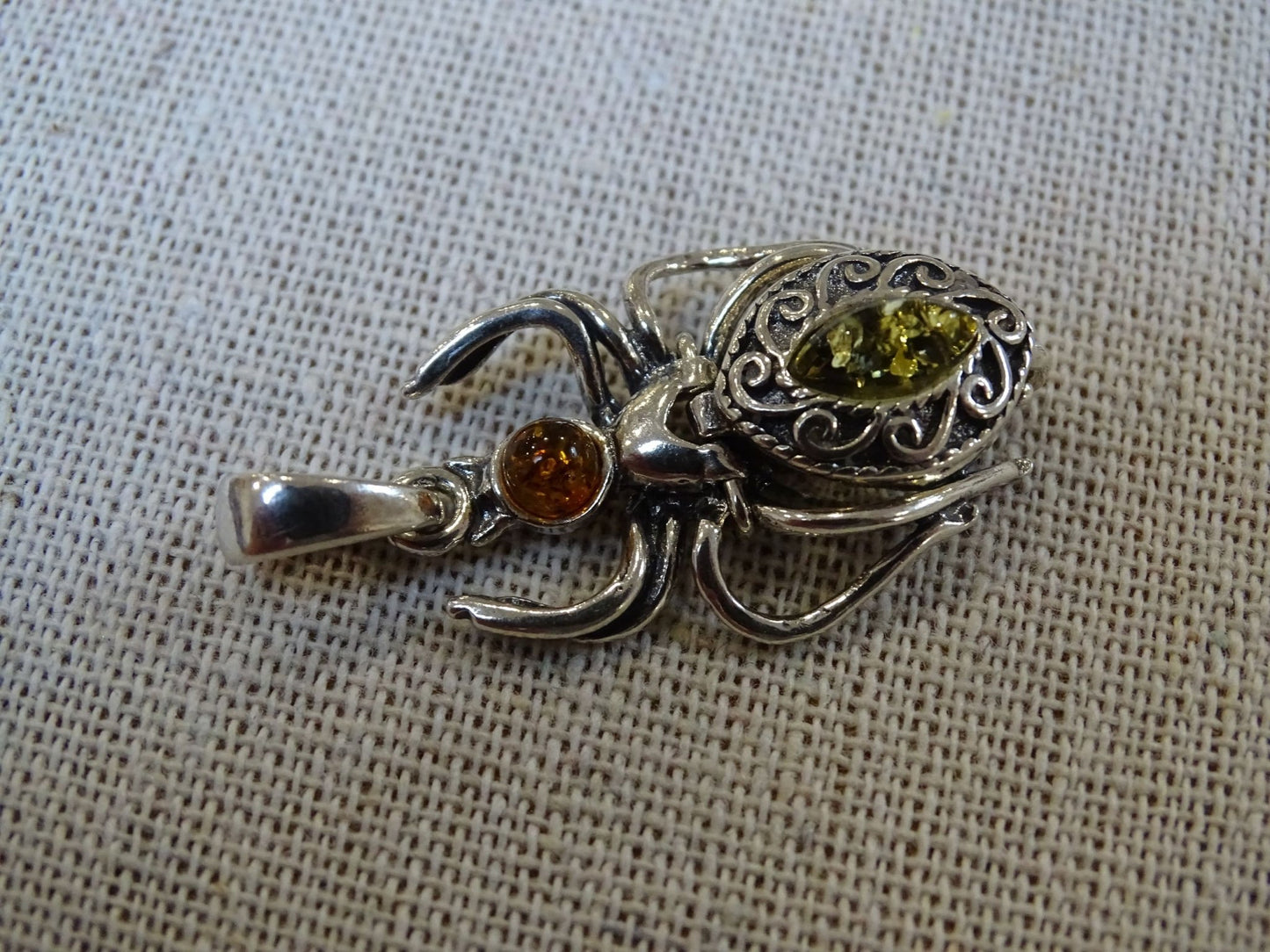 Pendentif Ambre Araignée Argent 925 - Pendentifs - Colibri Minéraux et Bien-être