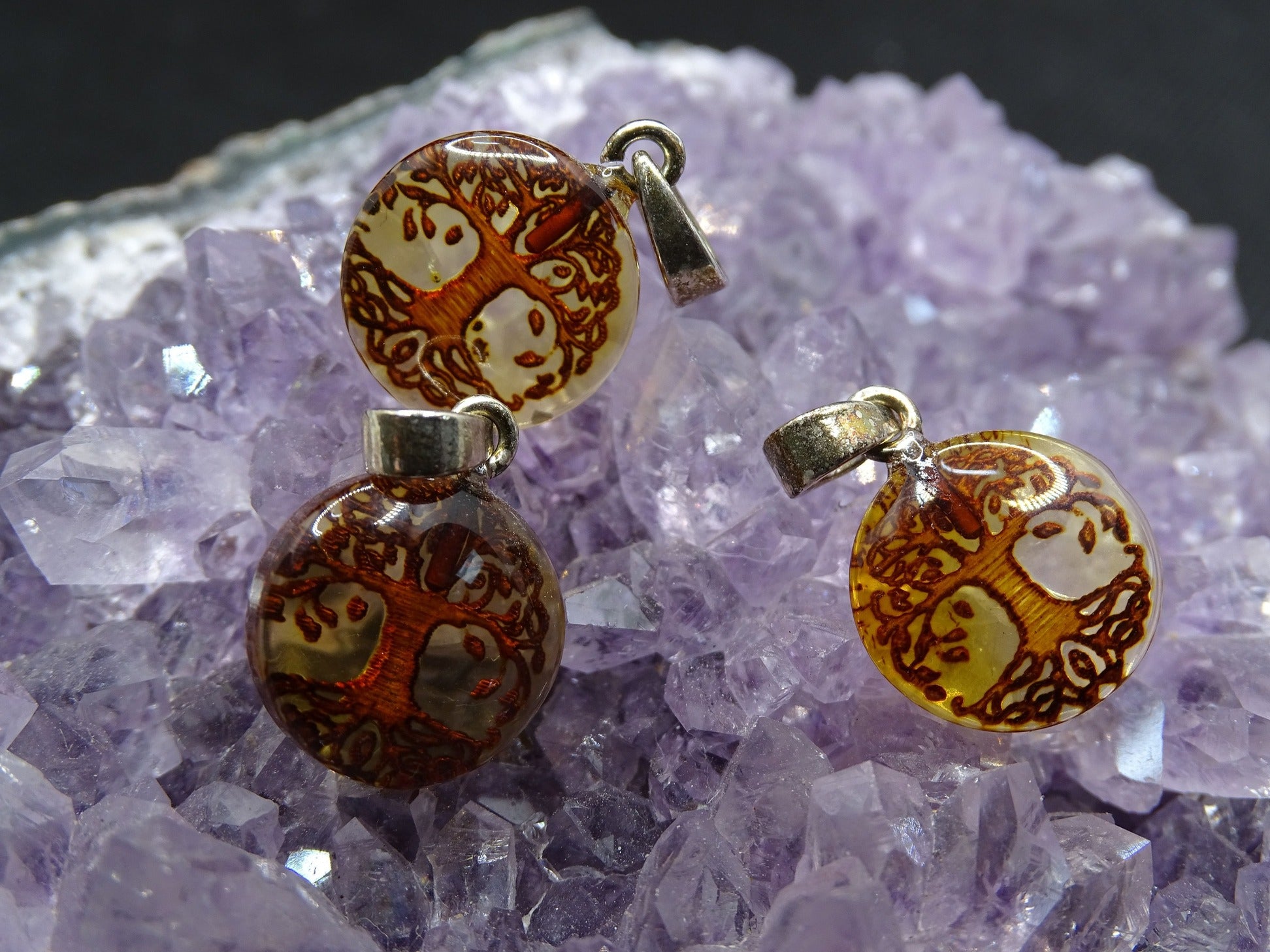 Pendentif Ambre Arbre de Vie - Pendentifs - Colibri Minéraux et Bien-être