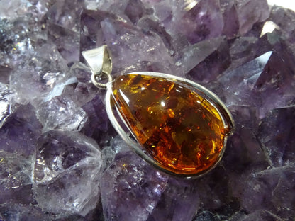 Pendentif Ambre Argent 925 - Pendentifs - Colibri Minéraux et Bien-être