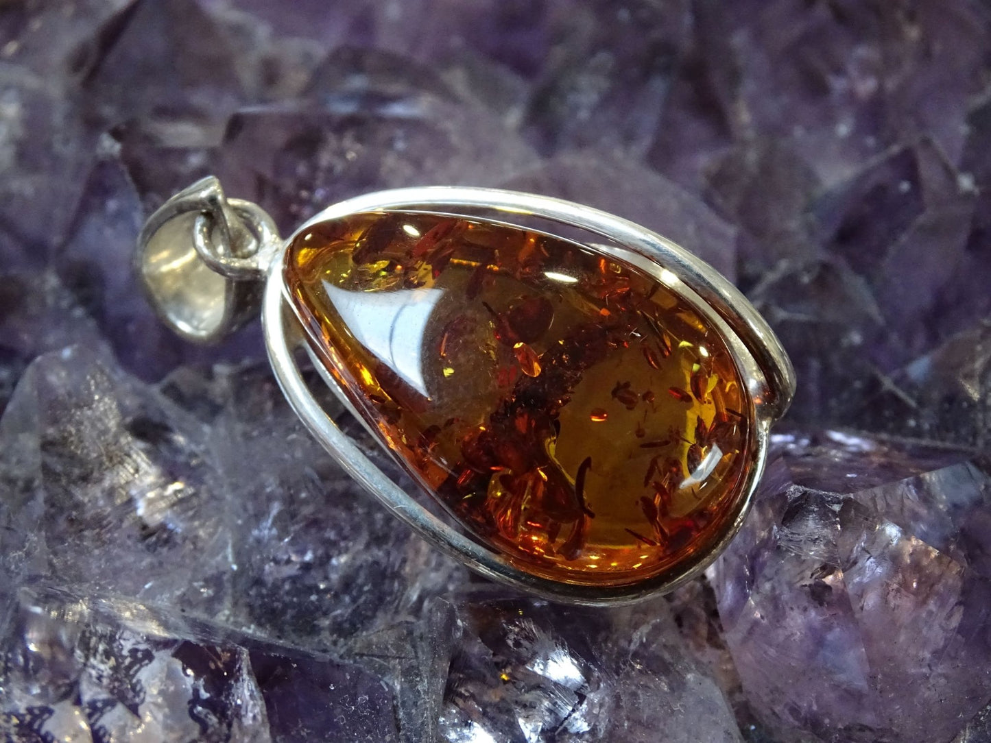 Pendentif Ambre Argent 925 - Pendentifs - Colibri Minéraux et Bien-être
