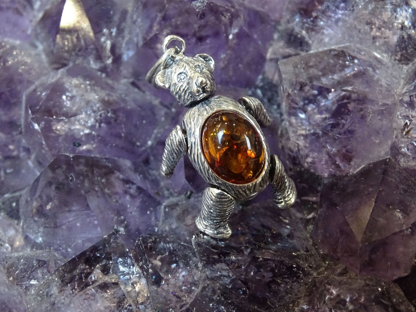 Pendentif Ambre Ours Argent 925 - Pendentifs - Colibri Minéraux et Bien-être