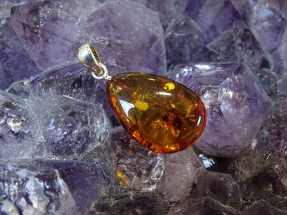Pendentif Ambre Argent 925 - Pendentifs - Colibri Minéraux et Bien-être