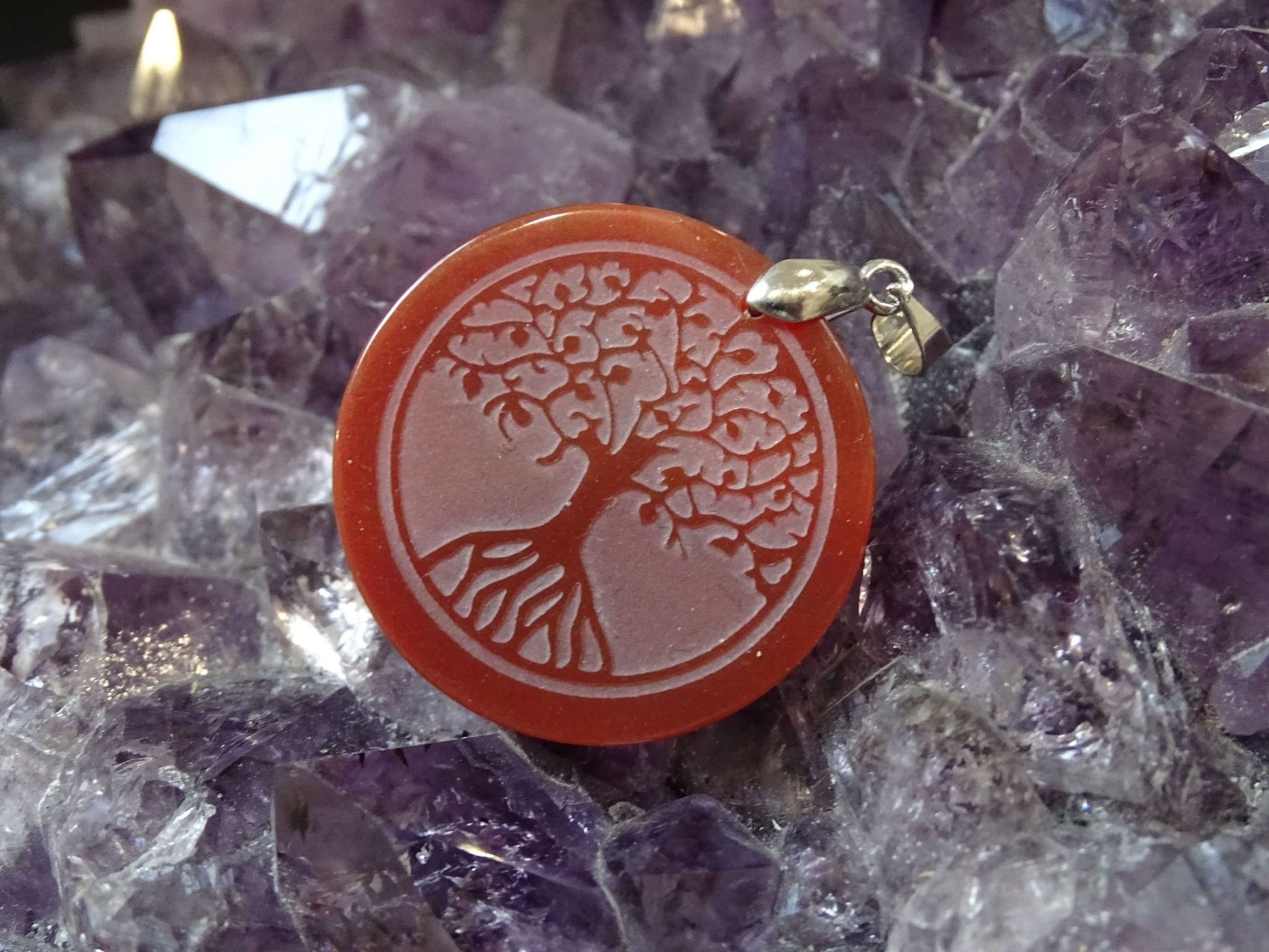 Pendentif Cornaline Arbre de Vie - Pendentifs - Colibri Minéraux et Bien-être