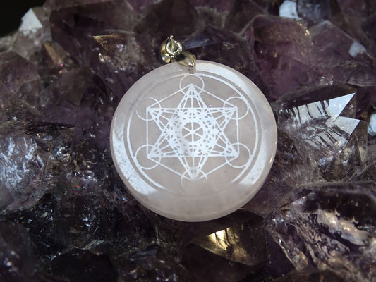 Pendentif Quartz Rose Cube de Métatron - Pendentifs - Colibri Minéraux et Bien-être