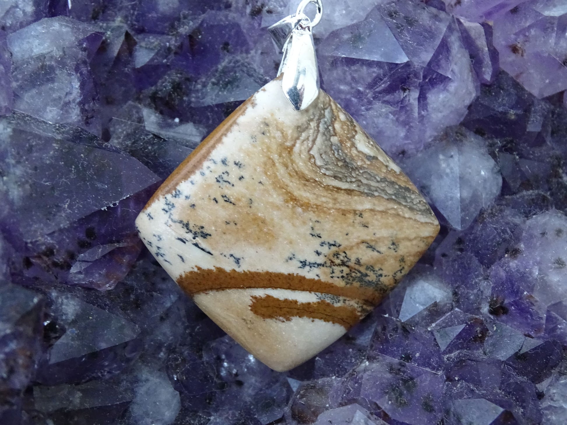 Pendentif Jaspe Paysage - Pendentifs - Colibri Minéraux et Bien-être