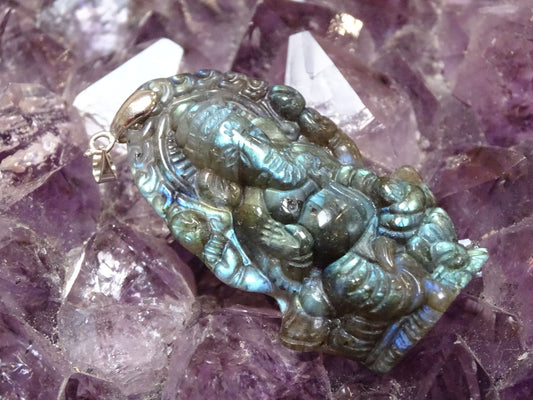 Pendentif Labradorite Ganesh - Pendentifs - Colibri Minéraux et Bien-être