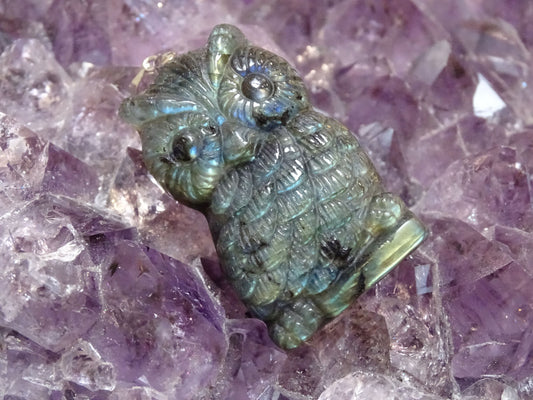 Pendentif Labradorite Hibou - Pendentifs - Colibri Minéraux et Bien-être