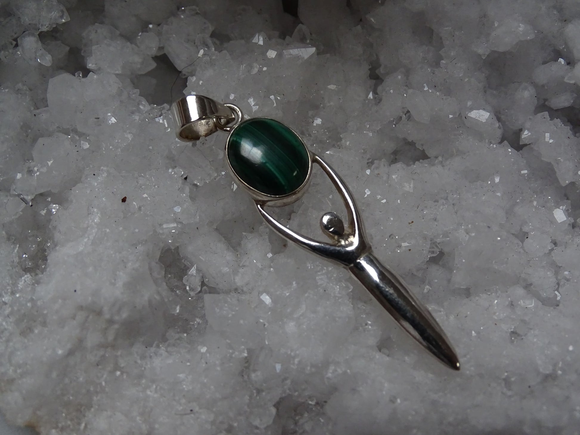 Pendentif Malachite Argent 925 - Pendentifs - Colibri Minéraux et Bien-être