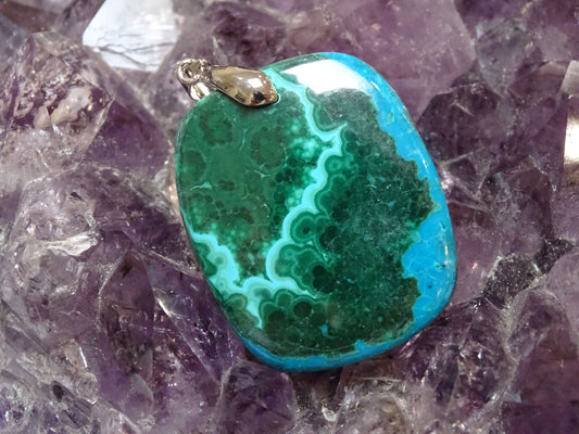 Pendentif Malachite Chrysocolle - Pendentifs - Colibri Minéraux et Bien-être