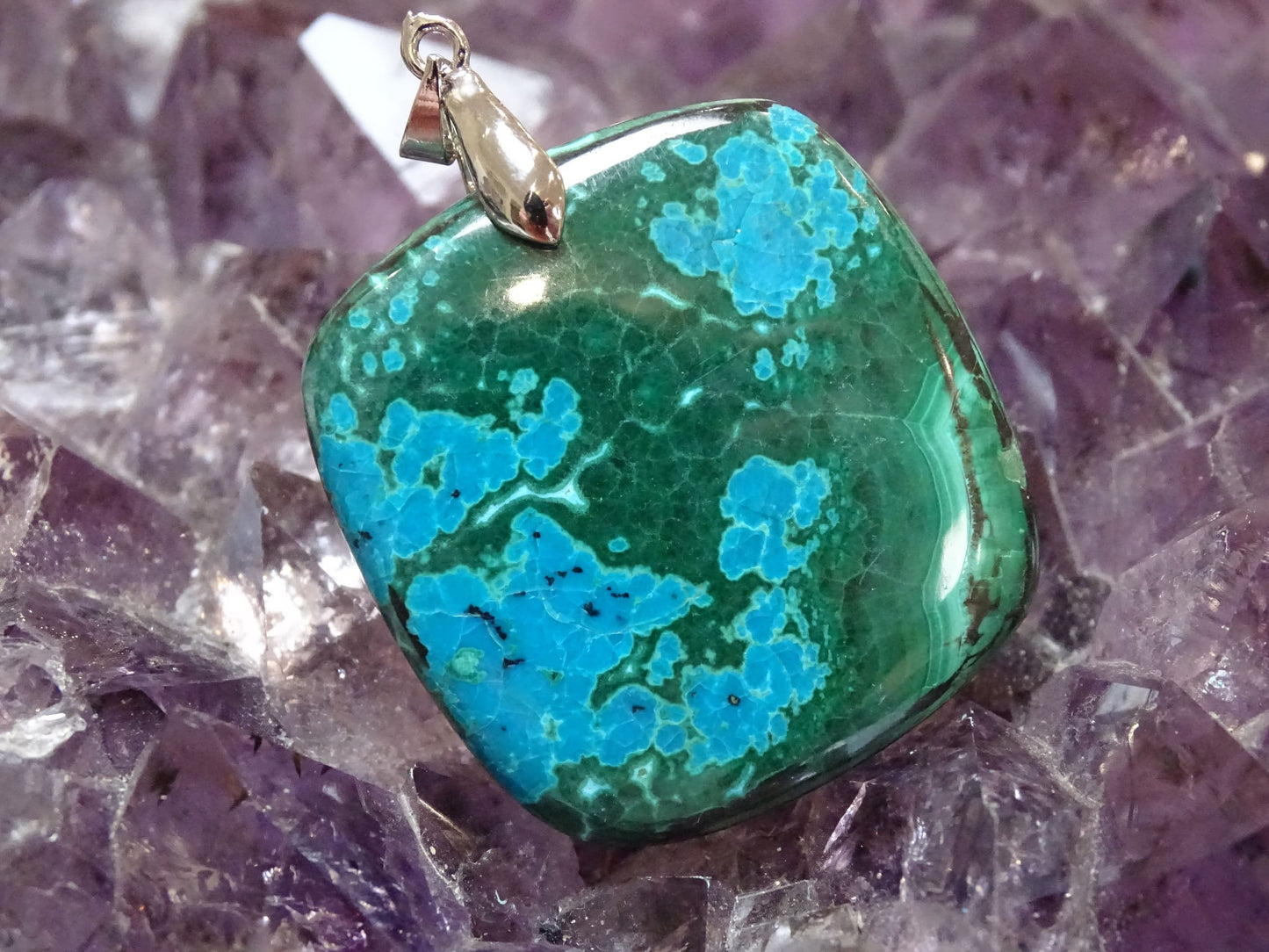 Pendentif Malachite Chrysocolle - Pendentifs - Colibri Minéraux et Bien-être