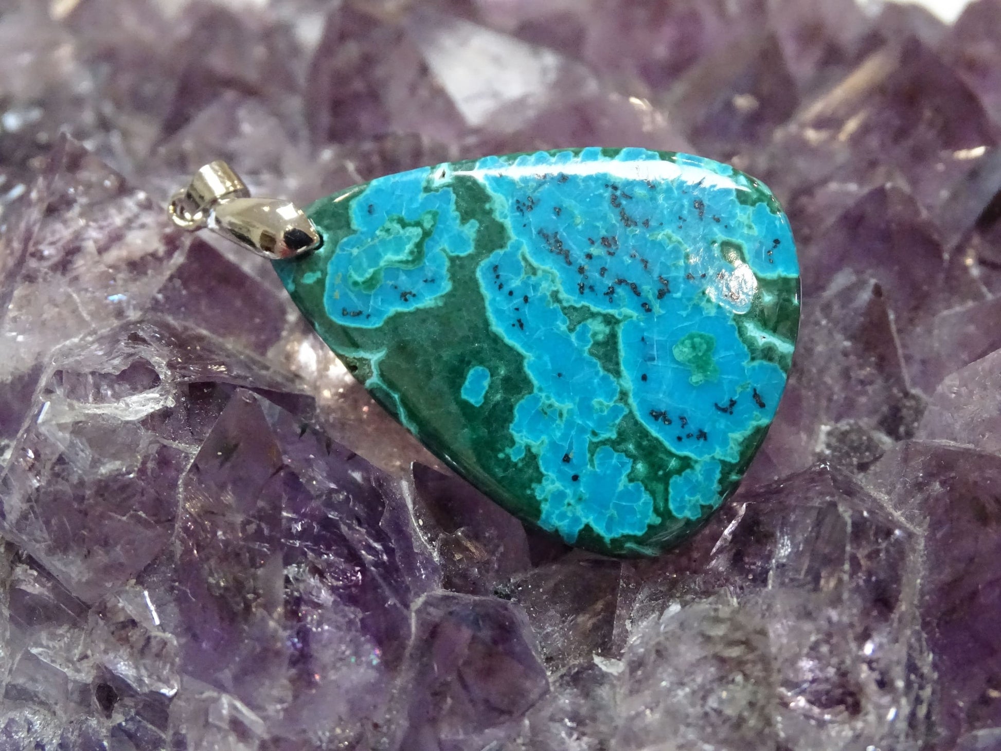 Pendentif Malachite Chrysocolle - Pendentifs - Colibri Minéraux et Bien-être