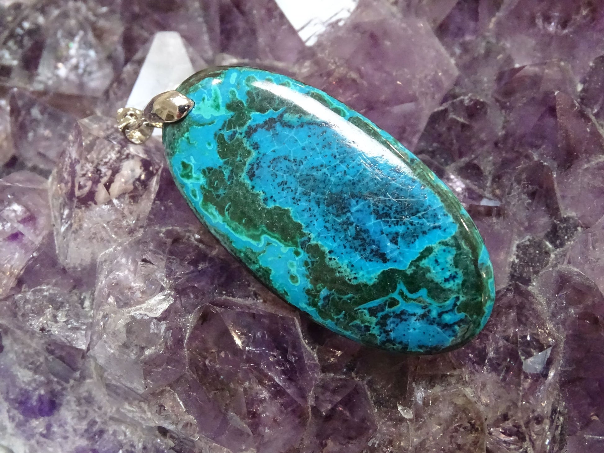 Pendentif Malachite Chrysocolle - Pendentifs - Colibri Minéraux et Bien-être