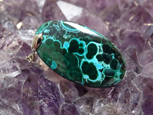 Pendentif Malachite Chrysocolle - Pendentifs - Colibri Minéraux et Bien-être