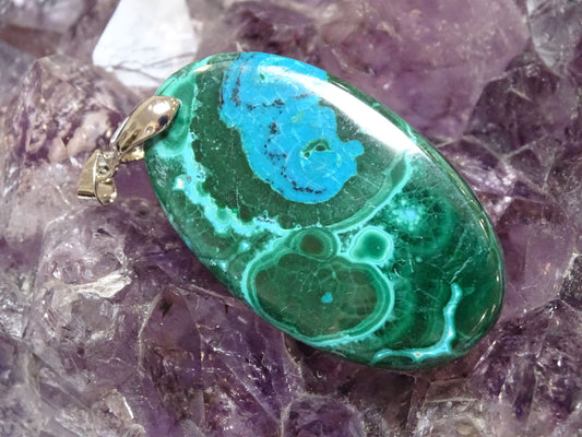 Pendentif Malachite Chrysocolle - Pendentifs - Colibri Minéraux et Bien-être