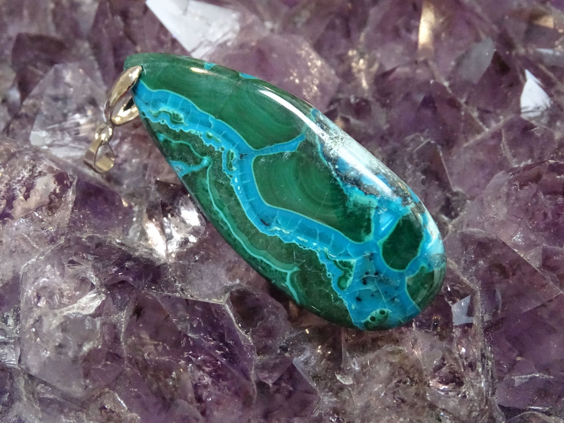 Pendentif Malachite Chrysocolle - Pendentifs - Colibri Minéraux et Bien-être