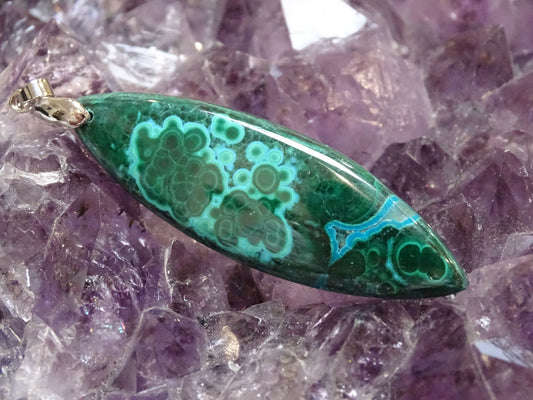 Pendentif Malachite Chrysocolle - Pendentifs - Colibri Minéraux et Bien-être