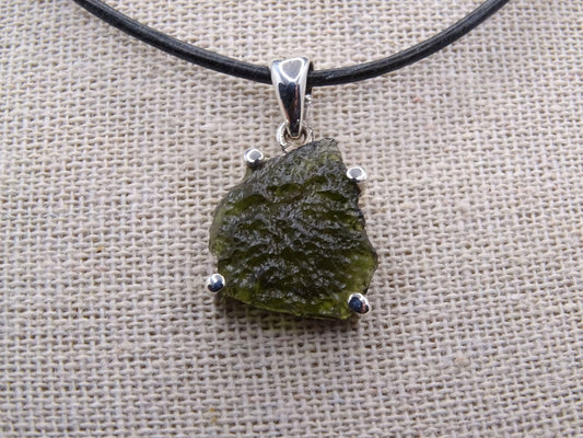 Pendentif Moldavite Argent 925 - Pendentifs - Colibri Minéraux et Bien-être