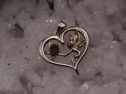 Pendentif Moldavite Argent 925 Coeur et Fée - Pendentifs - Colibri Minéraux et Bien-être